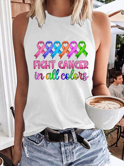 Women'S Breast cancer Fight Cancer In all Colors Print Classic Vest