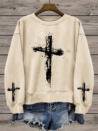 Women's Cross Print Sweatshirt