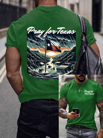 🙏💔Join us in praying for Texas.🙏Men's We Stand Praying For Texas Printed Round Neck T-Shirt