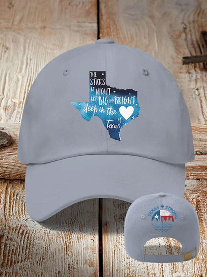🙏💔Join us in praying for Texas.🙏Retro Texas Strong The Stars At Night Are Big And Bright Deep In The Heart Of Texas Print Baseball Cap