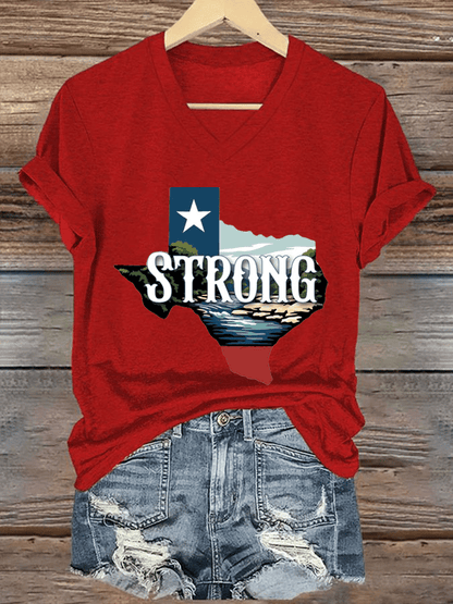 🙏💔Join us in praying for Texas.🙏Women's Texas Strong Print V-Neck T-Shirt