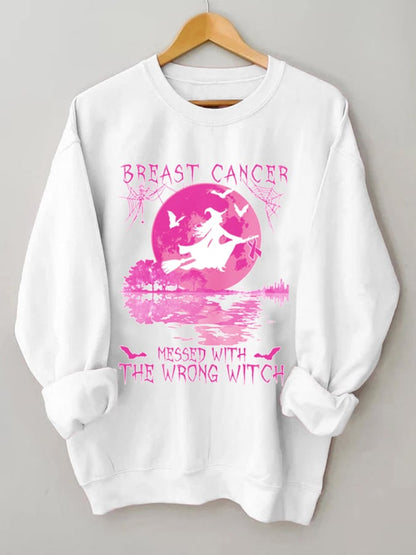 Women's Breast Cancer Messed With The Wrong Witch Sweatshirt