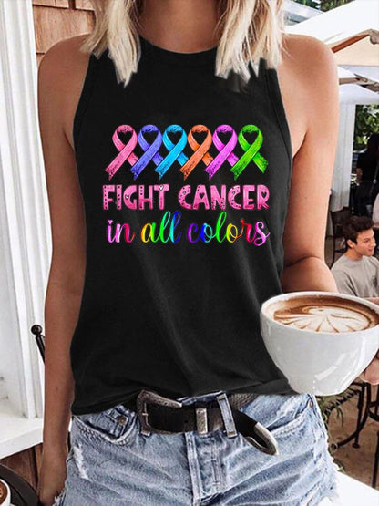 Women'S Breast cancer Fight Cancer In all Colors Print Classic Vest