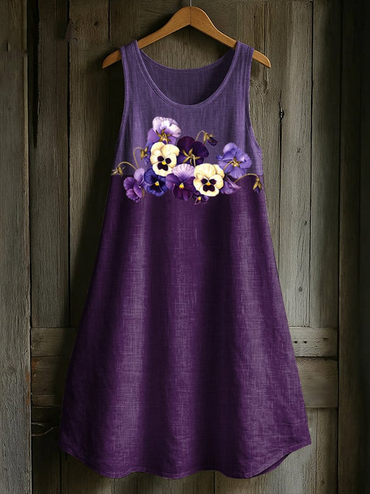 Women's Alzheimer's Awareness Floral Print Linen Blend Tank Top