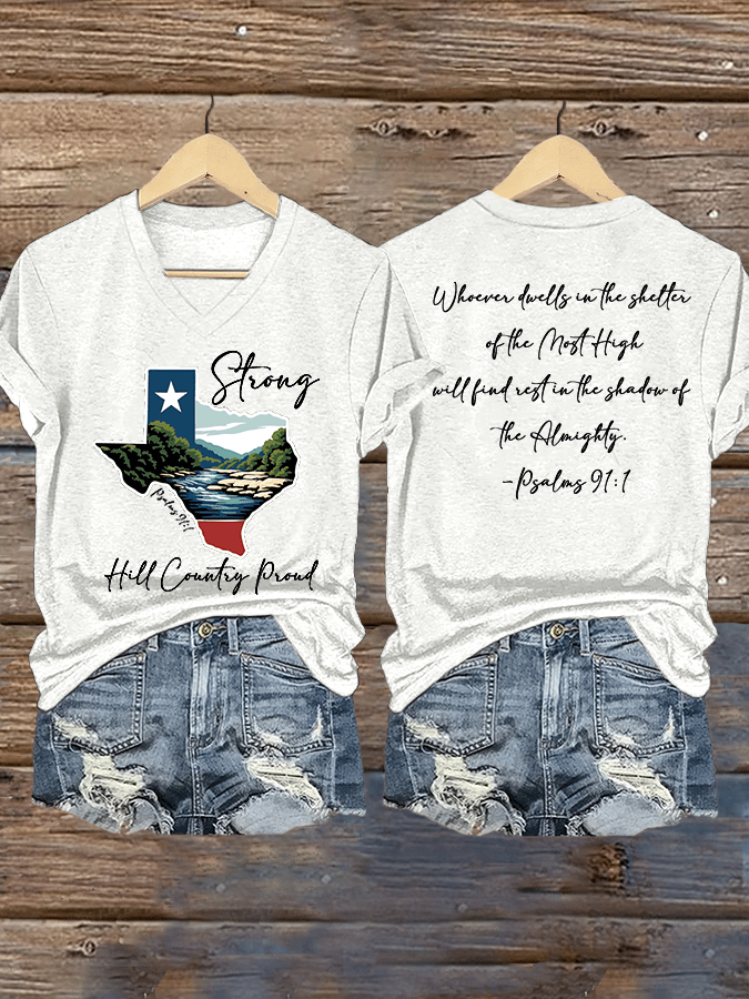🙏💔Join us in praying for Texas.🙏Women's Texas Strong Print V-Neck T-Shirt