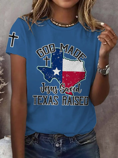 🙏💔Join us in praying for Texas.🙏Retro Texas Strong God Made Jesus Saved Texas Print T-Shirt