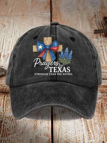 🙏💔Join us in praying for Texas.🙏Retro Texas Strong Prayers For Texas Stronger Than The Waters Print Baseball Cap