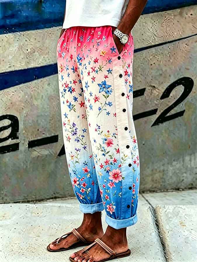 Women's Retro America 250th Anniversary Print Casual Pants