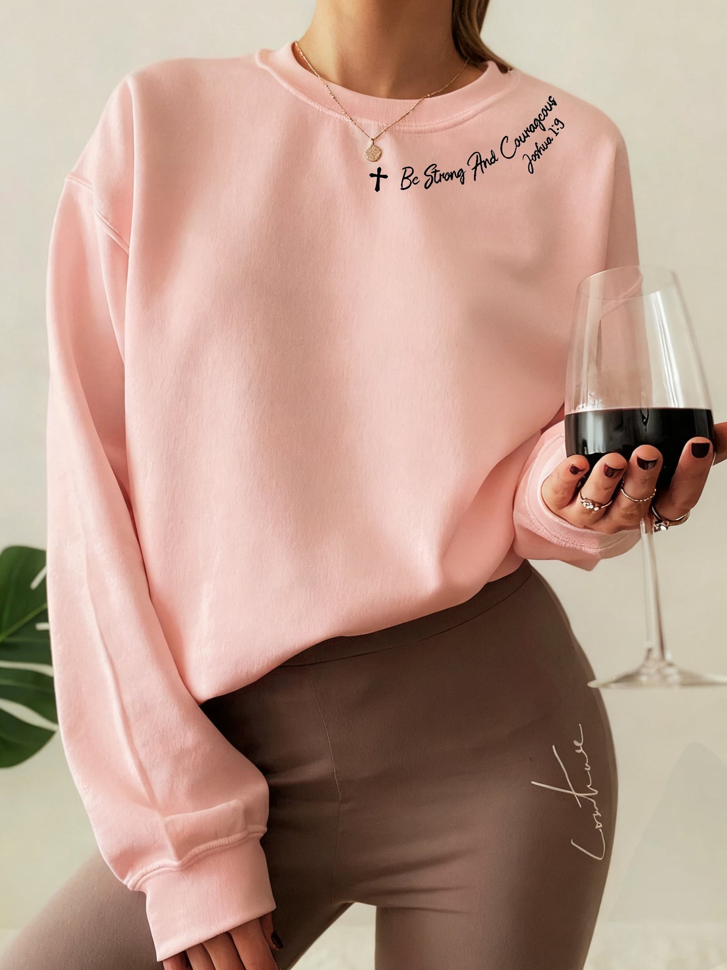 Women's Christian Strong and Brave Crew Neck Sweatshirt
