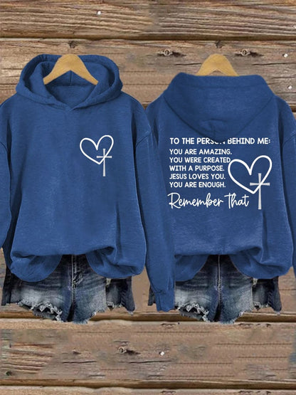 Women's Dear Person Behind Me Christian Print Casual Hoodie