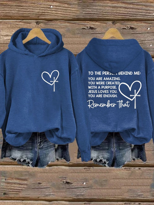 Women's Dear Person Behind Me Christian Print Casual Hoodie