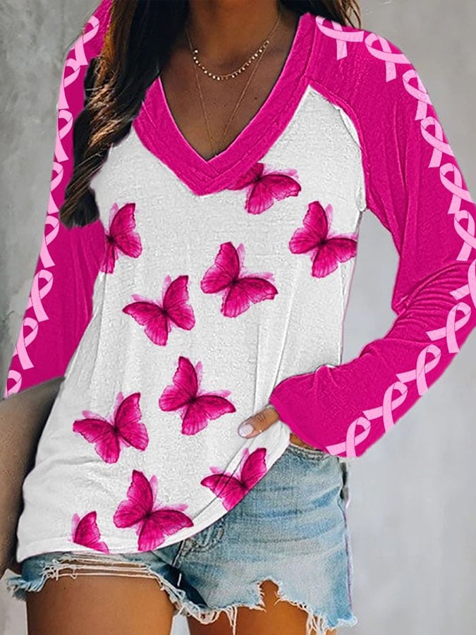 Breast Cancer Women's Printed Long Sleeve T-Shirt