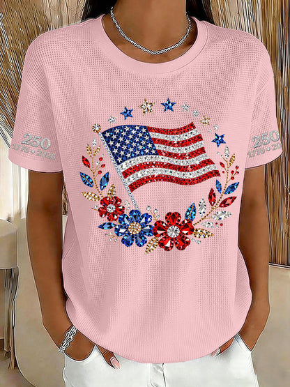 Women'S America Flag Printed Casual T-Shirt