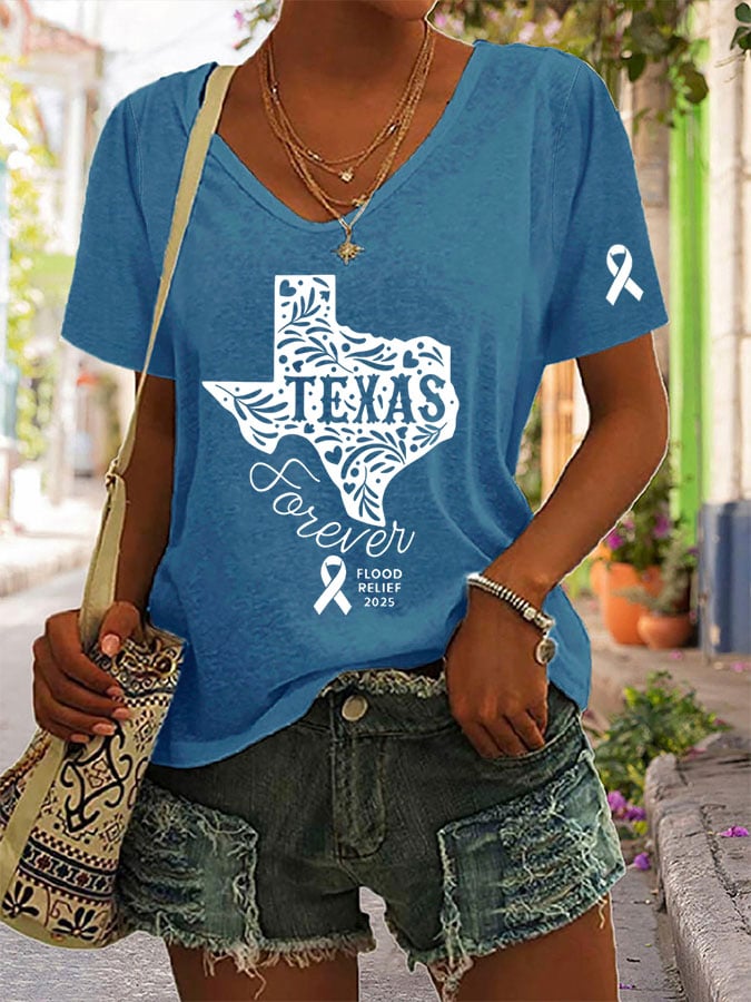 🙏💔Join us in praying for Texas.🙏Women's Texas Flood Print Casual T-Shirt