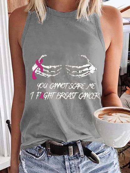 Women's You Cannot Scare Me I  Fight Breast Cancer Awareness Print Tank Top