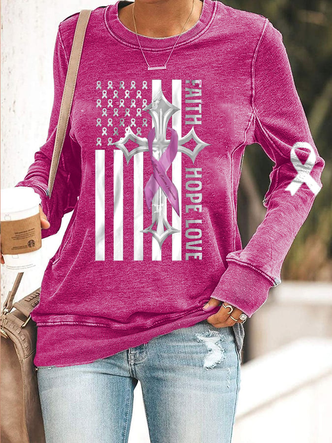 Faith Breast Cancer Awareness Print Sweatshirt
