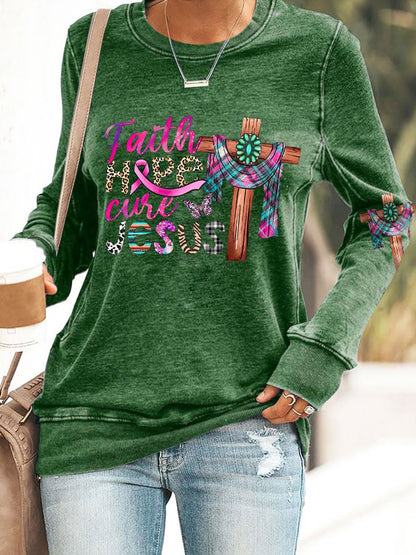 Breast Cancer Women's Casual Printed Long Sleeve Sweatshirt