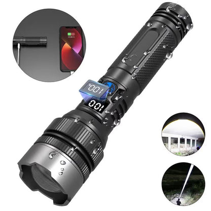 Rechargeable LED Flashlight Telescopic Zoom Power Bank Function