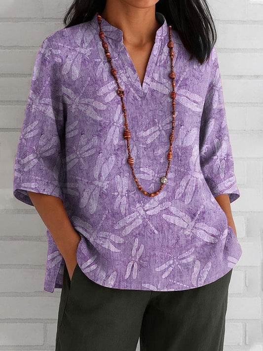 Women's Retro Alzheimer's Awareness Floral Art Printed Top
