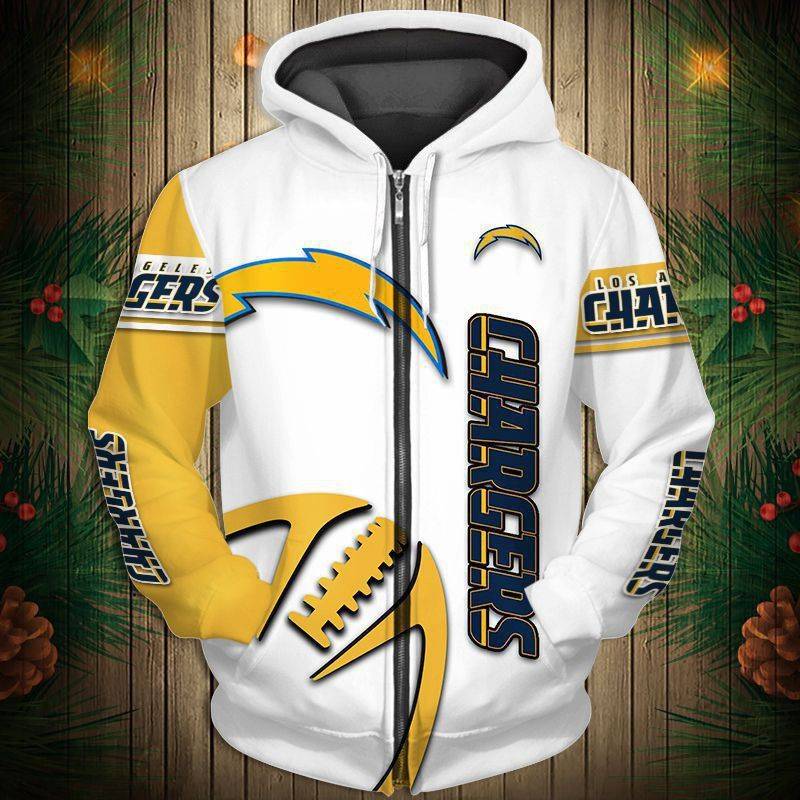 Los Angeles Chargers  Men's Casual Zipper Hooded Sweatshirts