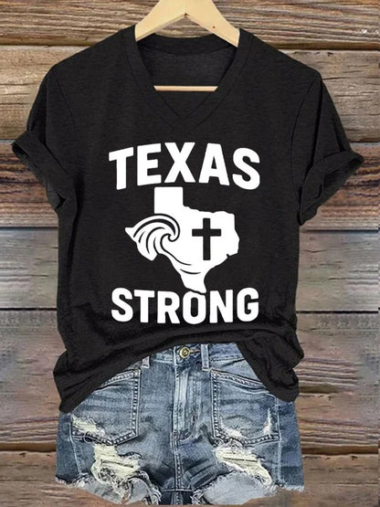 🙏💔Join us in praying for Texas.🙏Women's Texas Strong Printed Short-Sleeved T-Shirt