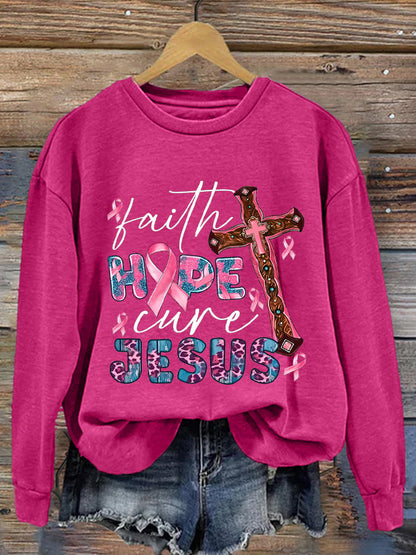 Breast Cancer Women's Printed Long Sleeve Sweatshirt