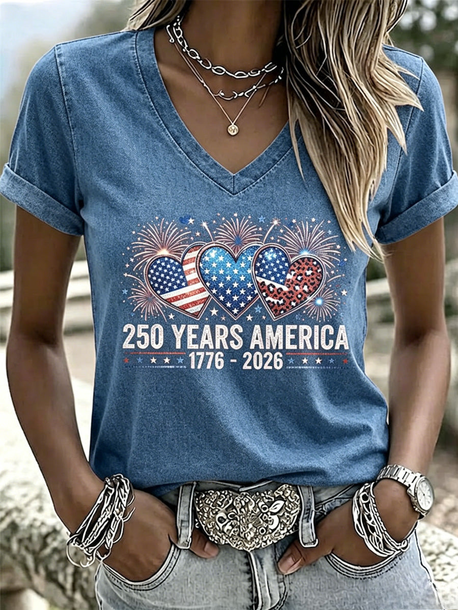 Women's Independence Day Casual Printed T-Shirt