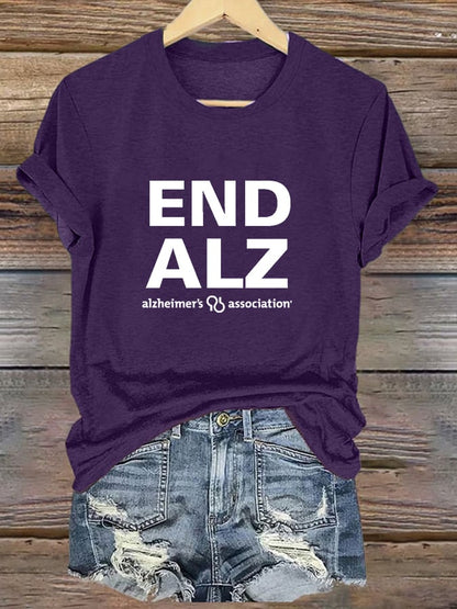 Women's Alzheimer's End Print V-Neck T-Shirt Top