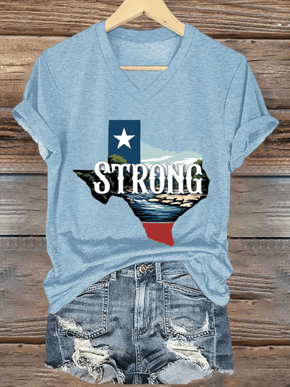 🙏💔Join us in praying for Texas.🙏Women's Texas Strong Print V-Neck T-Shirt