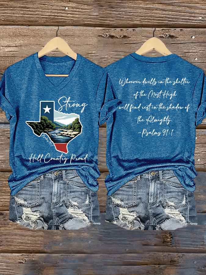 🙏💔Join us in praying for Texas.🙏Women's Texas Strong Print V-Neck T-Shirt