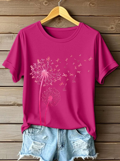 Women's Casual Breast Cancer  Print T-Shirt
