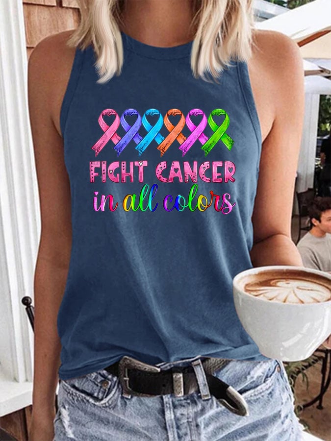 Women'S Breast cancer Fight Cancer In all Colors Print Classic Vest