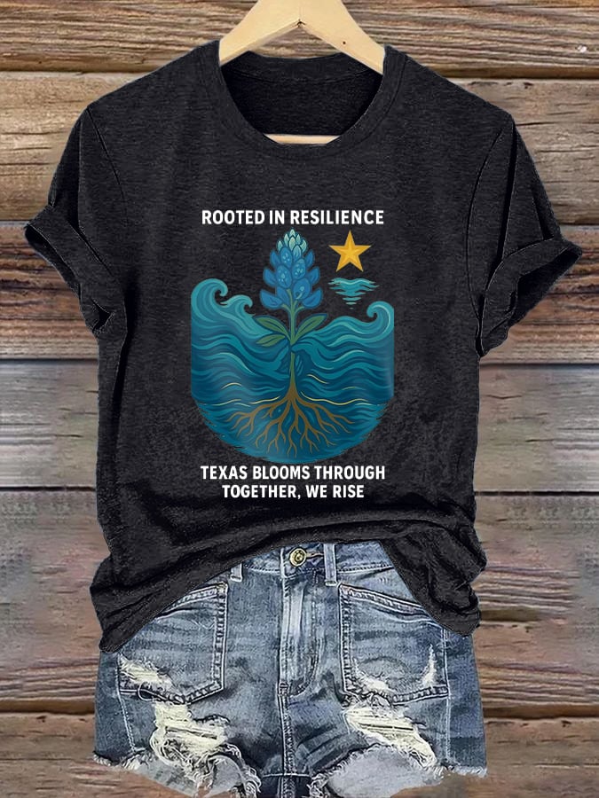 🙏💔Join us in praying for Texas.🙏Retro  Texas Strong Rooted In Resilience Texas Blooms Through Together, We Rise Print T-Shirt