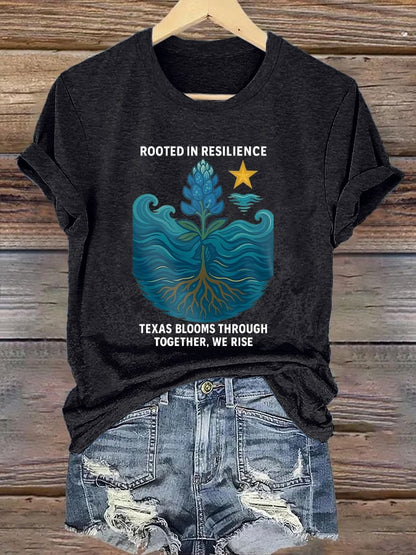 🙏💔Join us in praying for Texas.🙏Retro  Texas Strong Rooted In Resilience Texas Blooms Through Together, We Rise Print T-Shirt