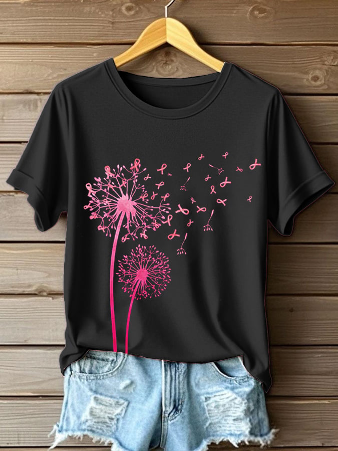 Women's Casual Breast Cancer  Print T-Shirt