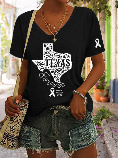 🙏💔Join us in praying for Texas.🙏Women's Texas Flood Print Casual T-Shirt