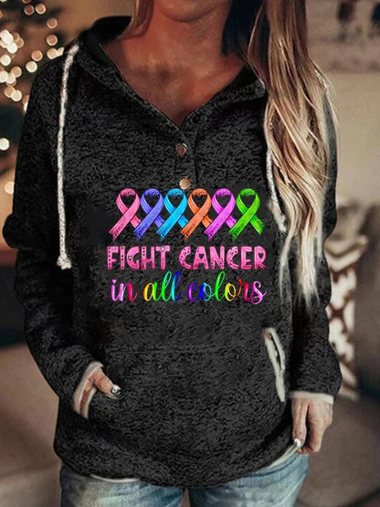 Breast Cancer Print Casual Sweatshirt
