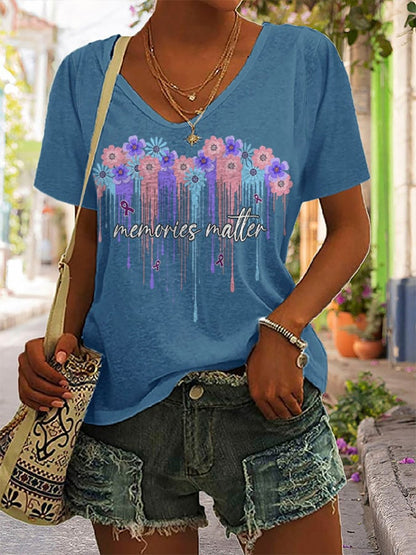 Alzheimer's Awareness Memcries Matter Print Short Sleeve T-Shirt