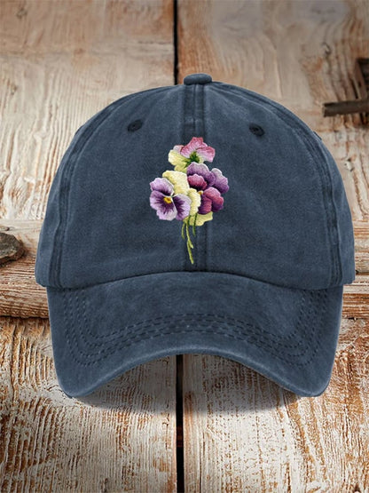 Unisex Distressed Washed Cotton Alzheimer's Awareness Printed Hat