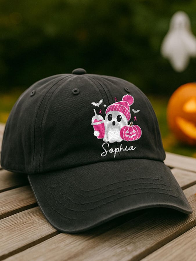 Women's casual pink ghost hat
