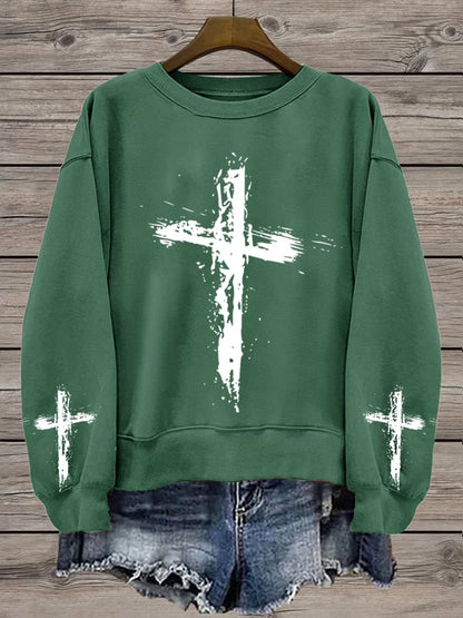 Women's Cross Print Sweatshirt