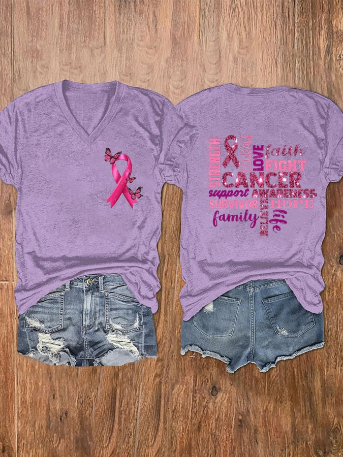 Women's Fight Breast Cancer Print T-Shirt
