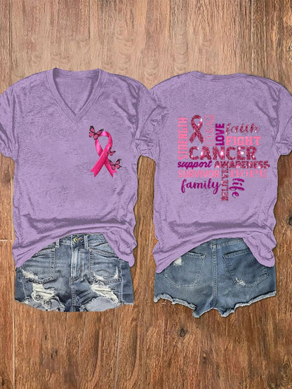 Women's Fight Breast Cancer Print T-Shirt