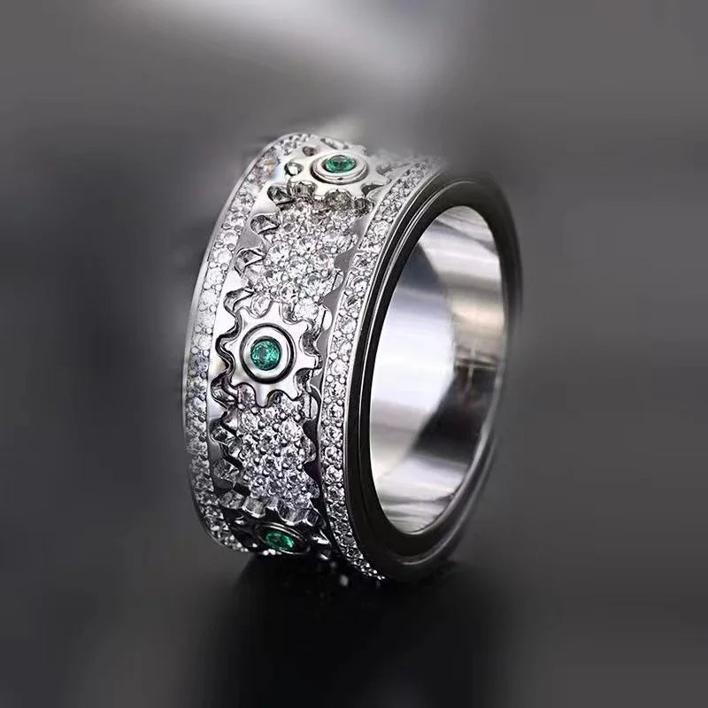 🔥925 Sterling Silver Personalized Stress Reducing Rotatable Gear Ring