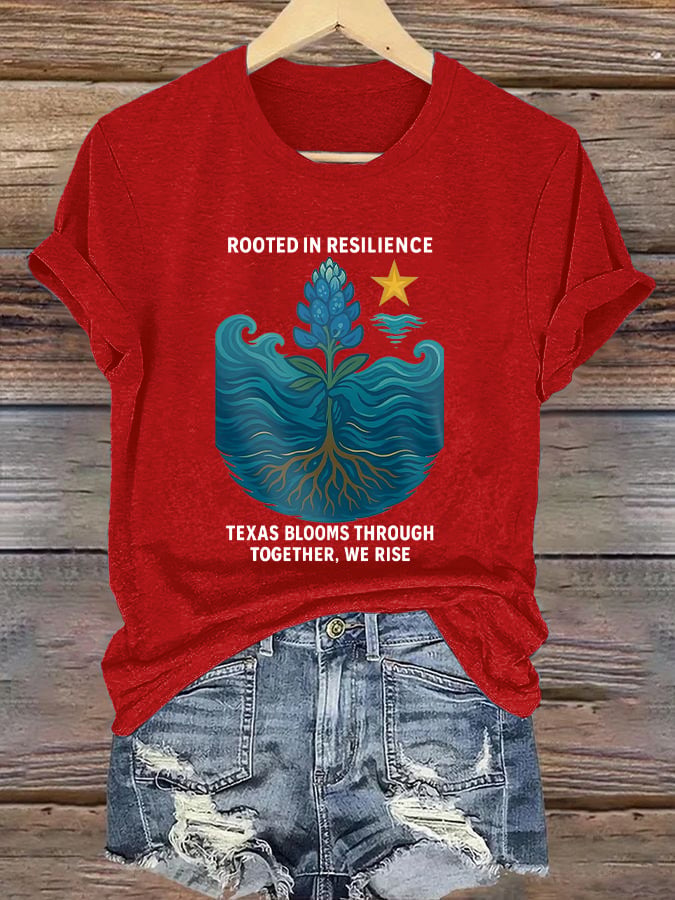 🙏💔Join us in praying for Texas.🙏Retro  Texas Strong Rooted In Resilience Texas Blooms Through Together, We Rise Print T-Shirt