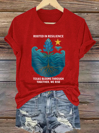🙏💔Join us in praying for Texas.🙏Retro  Texas Strong Rooted In Resilience Texas Blooms Through Together, We Rise Print T-Shirt