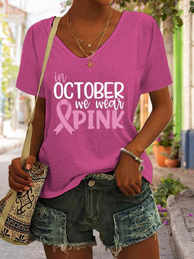 Women's In October We Wear Pink Short Sleeve T-Shirt