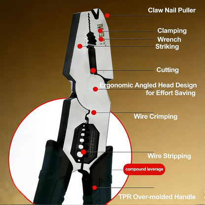 9-in-1 Heavy-Duty Multi-Function Pliers，Hand Tool for DIY & Home Repairs