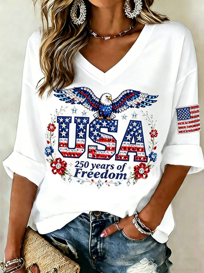 Women's 250th Anniversary Hot Diamond Printed Top