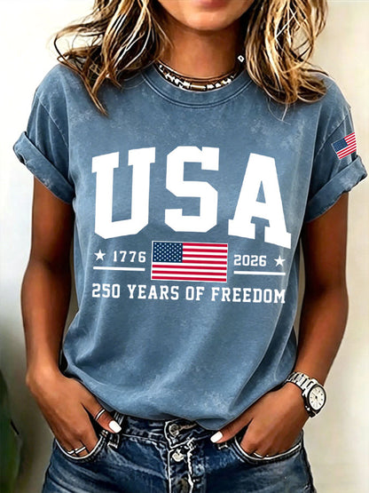 Women'S  America Flag Printed Casual T-Shirt